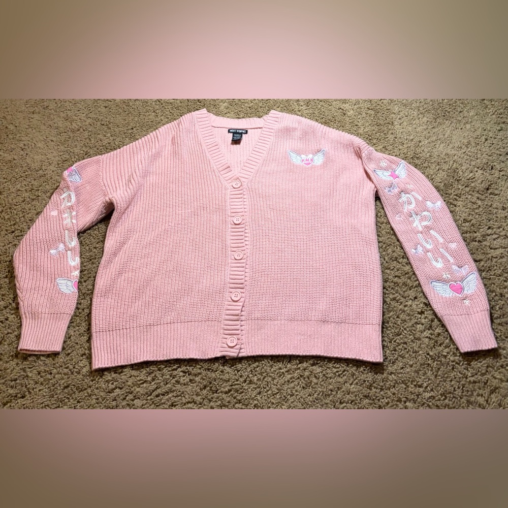 Hot Topic Pink Sailor Moon Cardigan with Embroidered Details